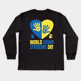 World Down Syndrome Day 321 Awareness Support Kids Long Sleeve T-Shirt